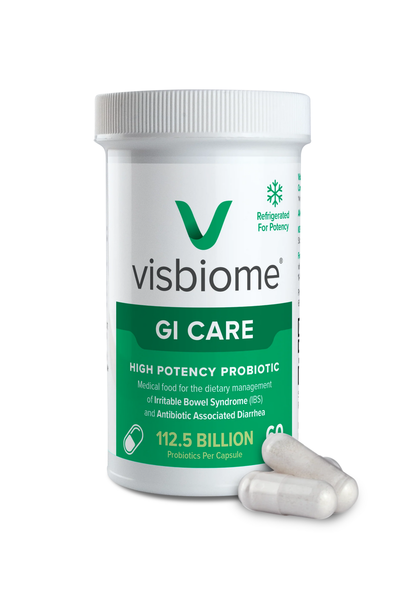 Visbiome® GI Care - High Potency Probiotic - 112.5 Billion CFU Live Probiotics, Original De Simone Formulation, Made in USA, 60 Capsules.
